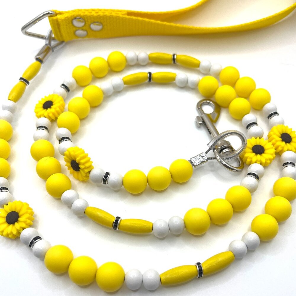 Bougie Sunflower Beaded Dog Leash - Sunflower - Springtime - Unique